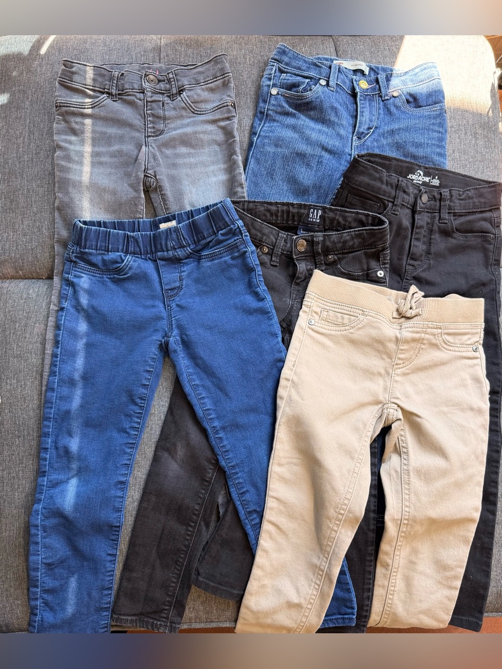 Girls 6 jeans bundle Gap & Mixed Brands Pants Bundle - Blue, Black, Gray, Khaki